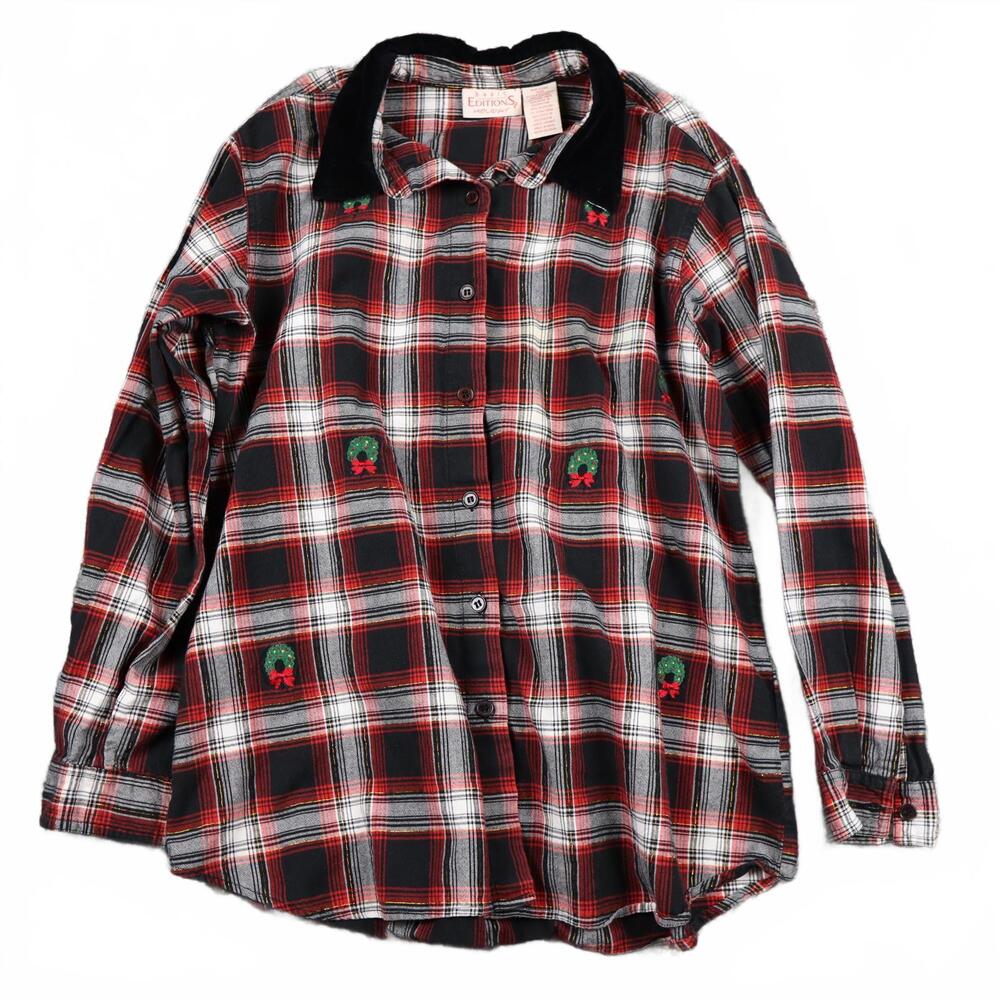 Vintage Basic Editions Holiday Christmas Flannel Size Large‎